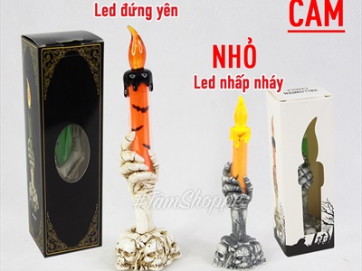 Nến điện tử bàn tay xương cầm nến sẵn pin NEN-DT-07